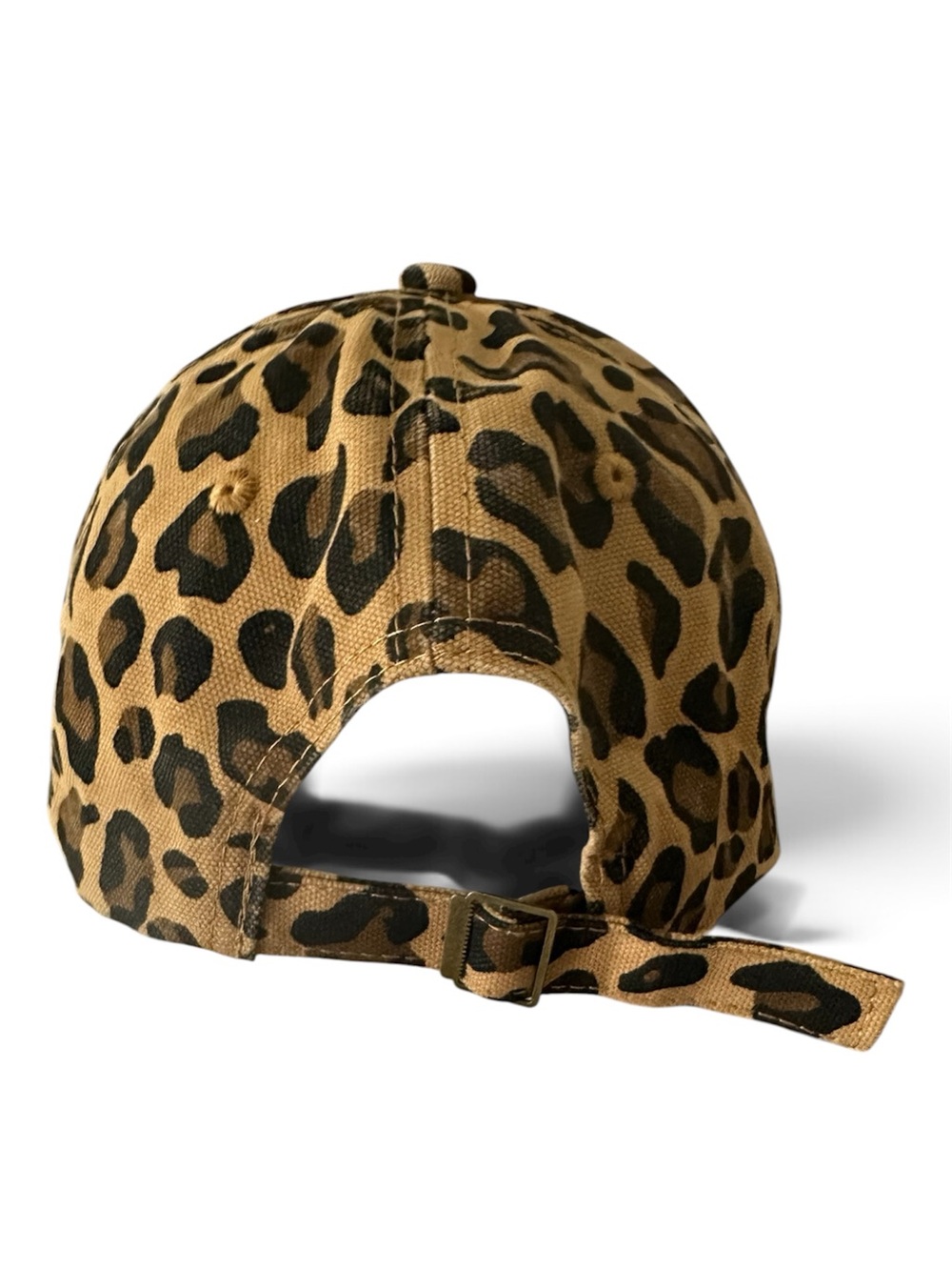 Leopard Print Baseball Cap with Crystal LV Accent - Tan/Black - Picture 3 of 5